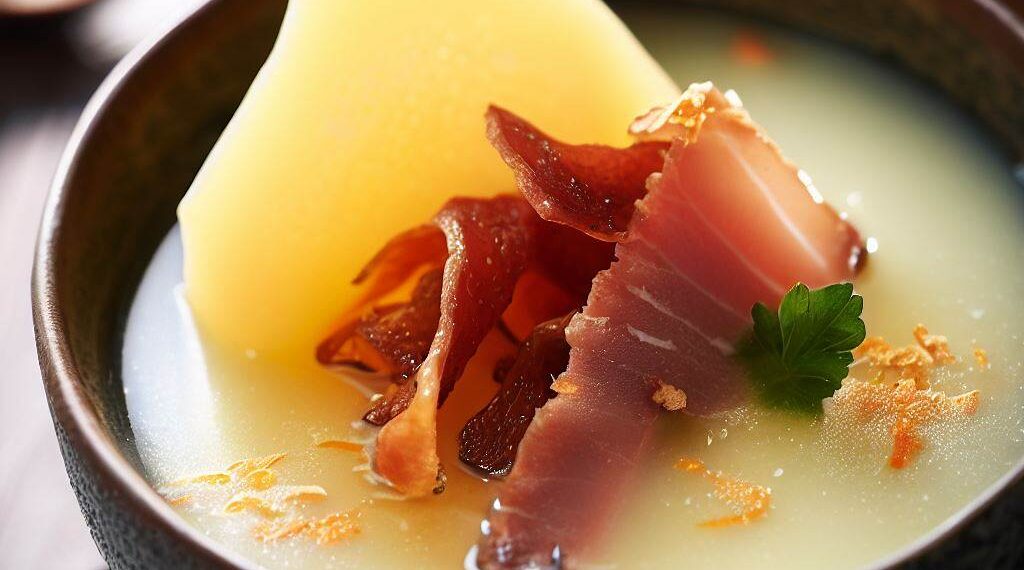 Sopa Fria de Melão com Presunto de Parma Crocante 1 Sopa Fria de Melão com Presunto de Parma Crocante