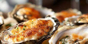 Ostras Gratinadas com Espuma de Champagne. Deliciosas 7 Ostras Gratinadas com Espuma de Champagne. Deliciosas