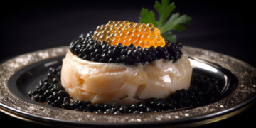 Robalo Assado com Molho de Champagne e Caviar 6 Robalo Assado com Molho de Champagne e Caviar